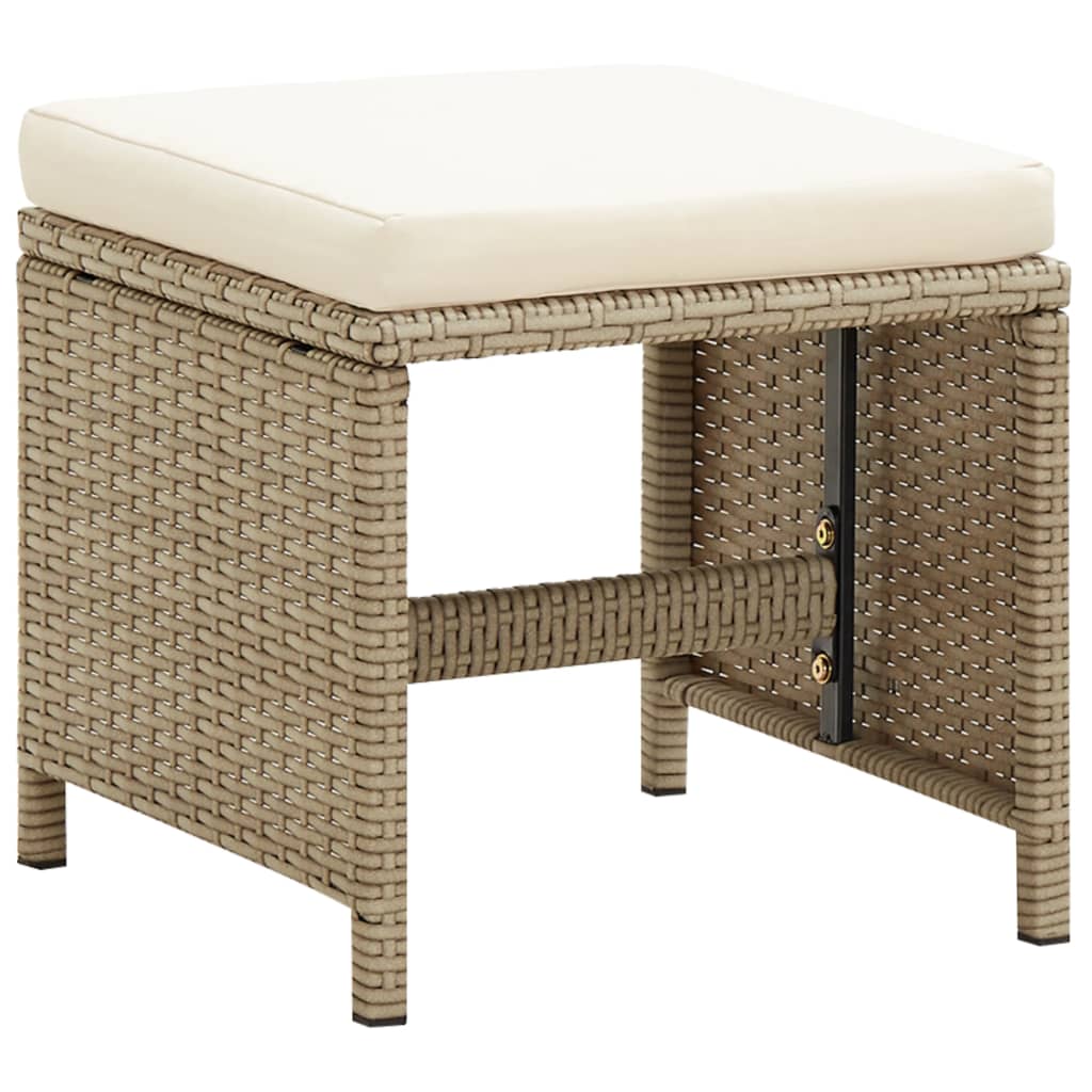 Gartenhocker 4 Stk. mit Sitzkissen Poly Rattan Schwarz