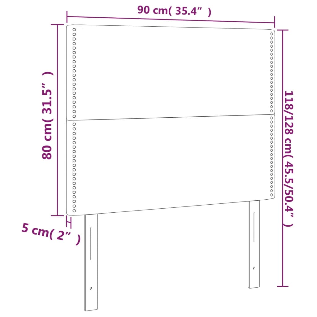 Kopfteil Dunkelgrau 80 x 5 x 118/128 cm Stoff