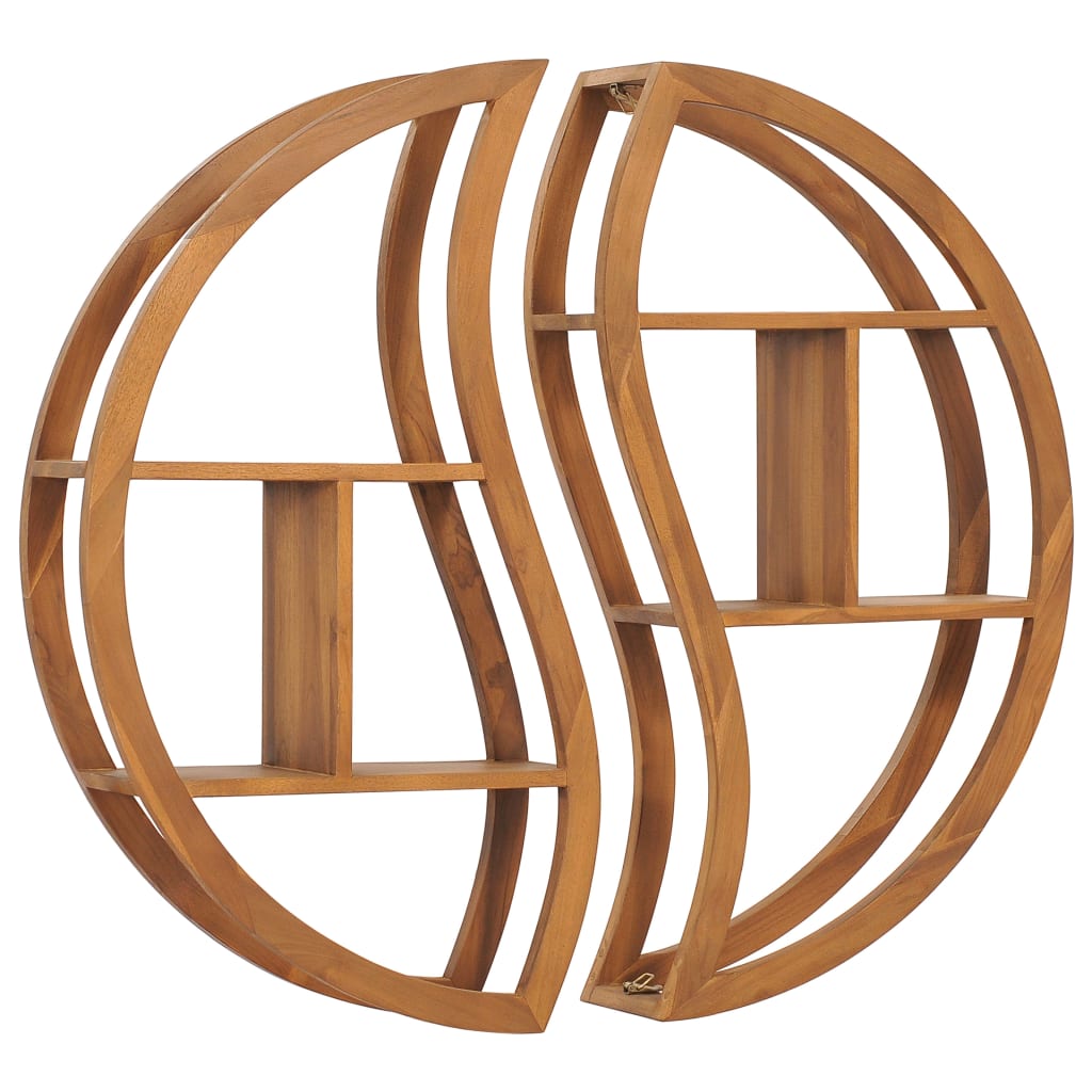 Wandregal Yin und Yang 80x17,5x80 cm Teak Massivholz