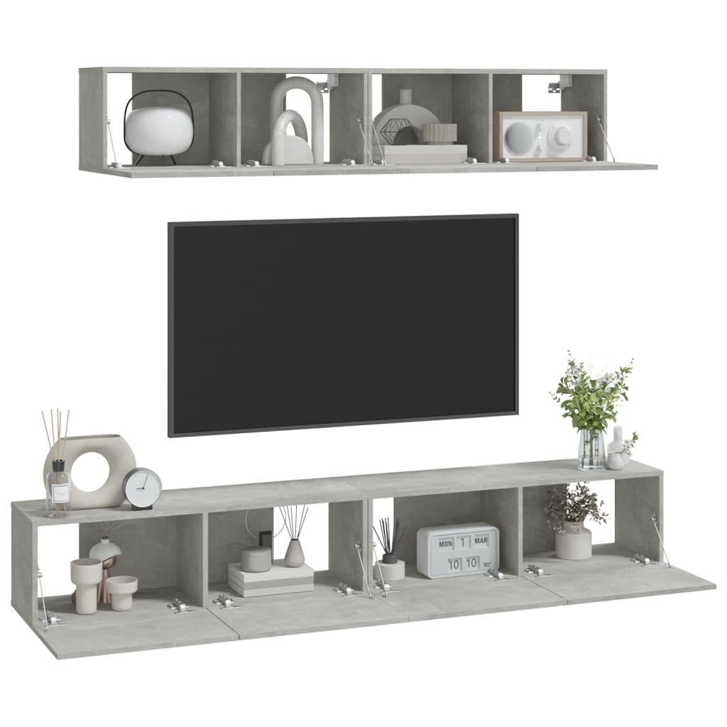 4-tlg. TV-Schrank-Set Weiß Holzwerkstoff