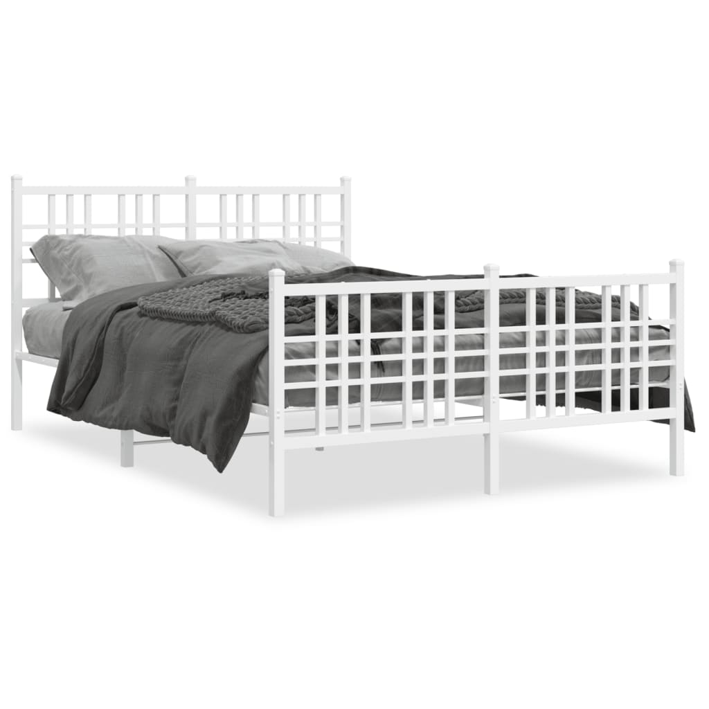 Bettgestell mit Kopf- und Fußteil Metall Schwarz 90x200 cm