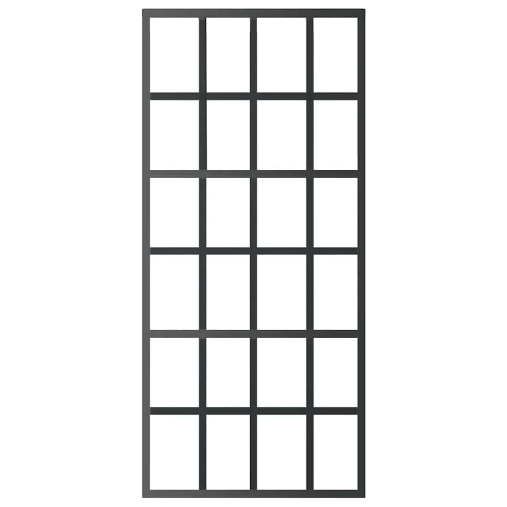 Schiebetür 3-teilig ESG-Glas und Aluminium 76x205 cm Schwarz