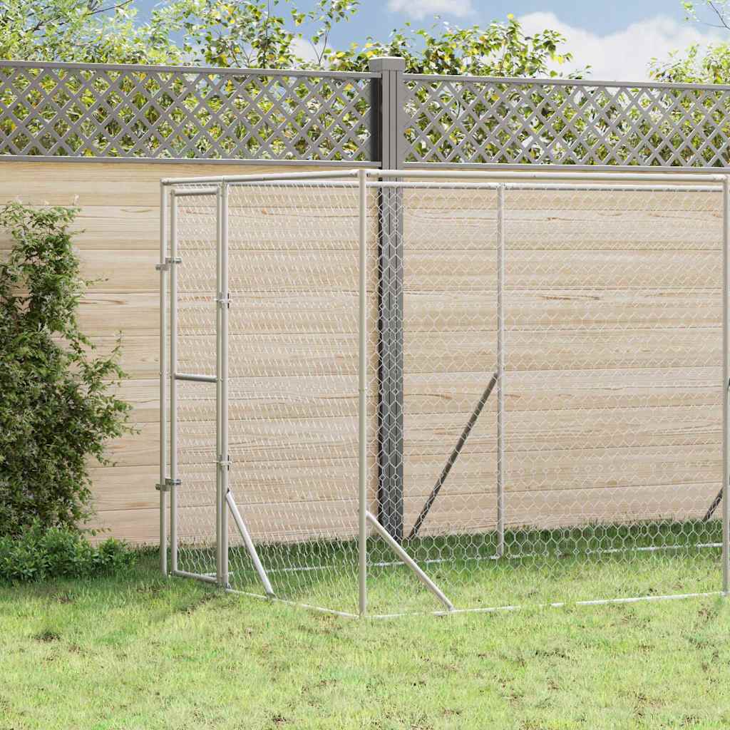Outdoor-Hundezwinger Silbern 2x2x2 m Verzinkter Stahl