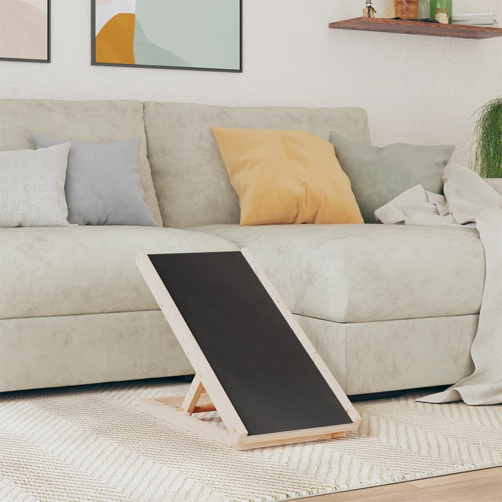 Hunderampe Grau 100x40 cm Massivholz Tanne