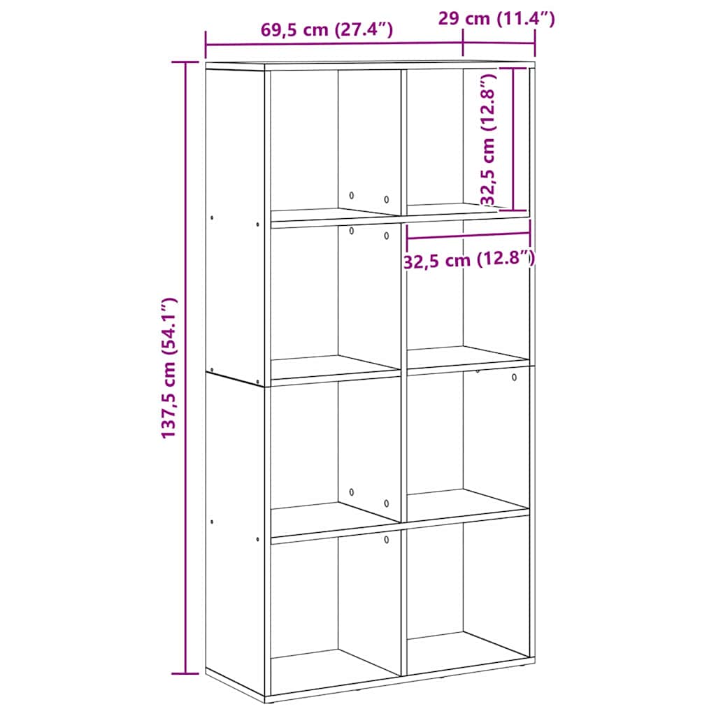Bücherregal Weiß 137,5x29x137,5 cm Holzwerkstoff