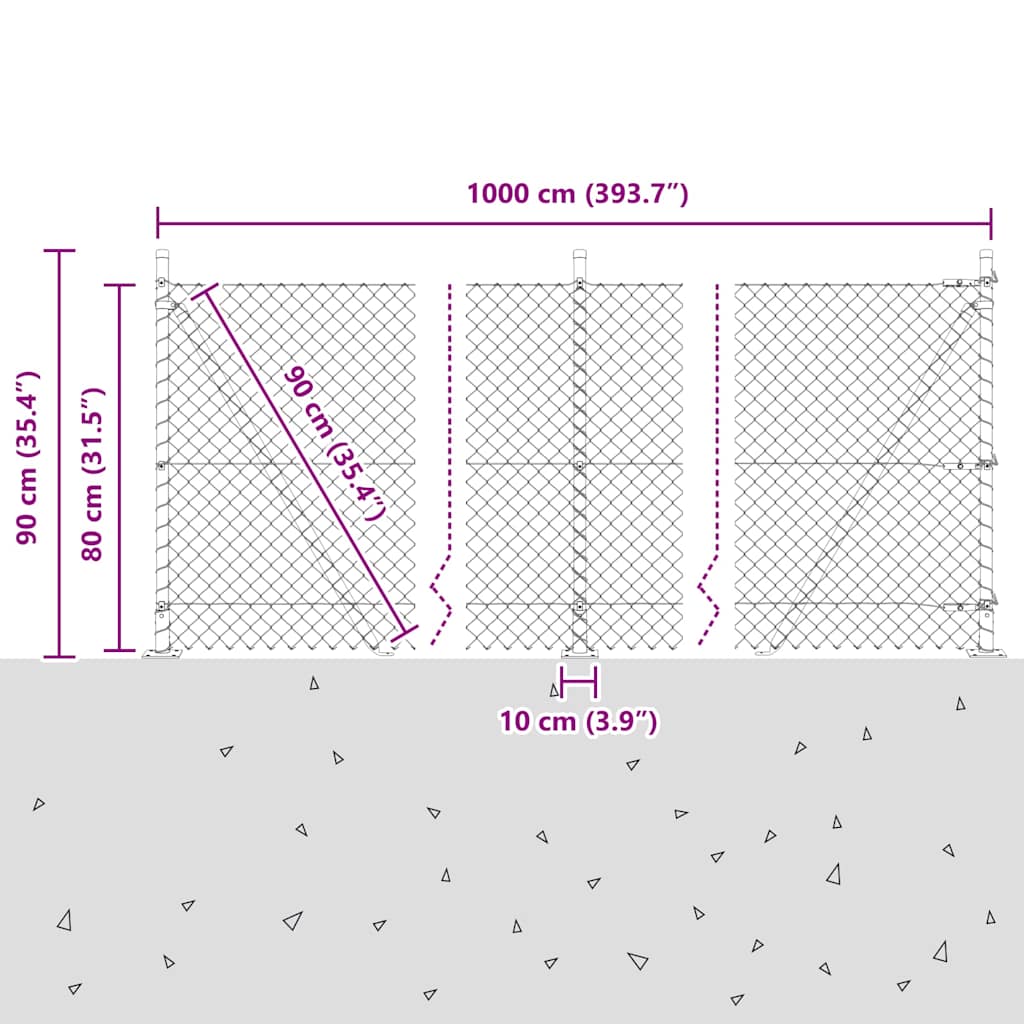 Outdoor Kettenglied-Zaun Erdfixierung 10 x 0,4 m Grün Netz
