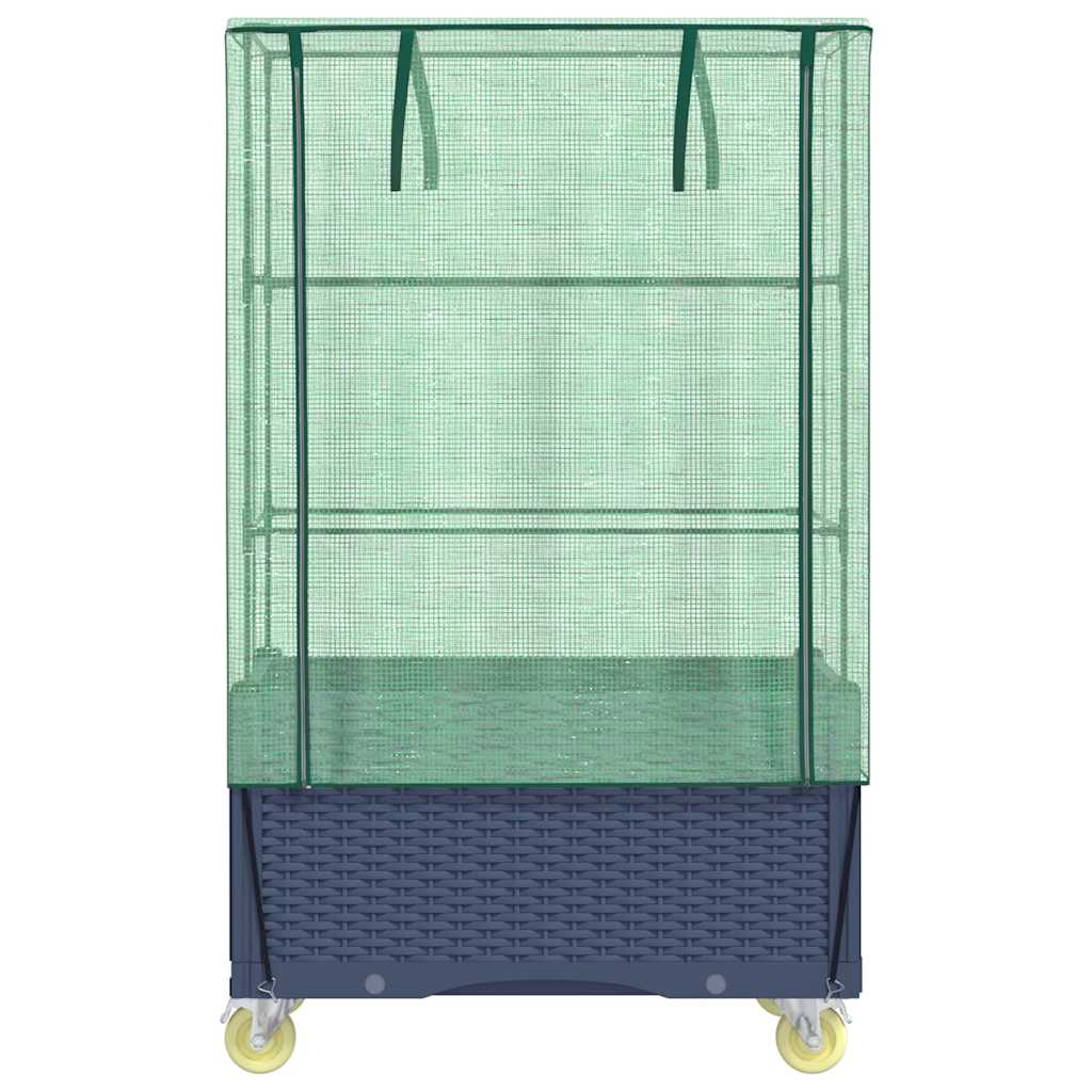 Hochbeet mit Aufsatz und Rollen Rattan-Optik 80x50x182 cm