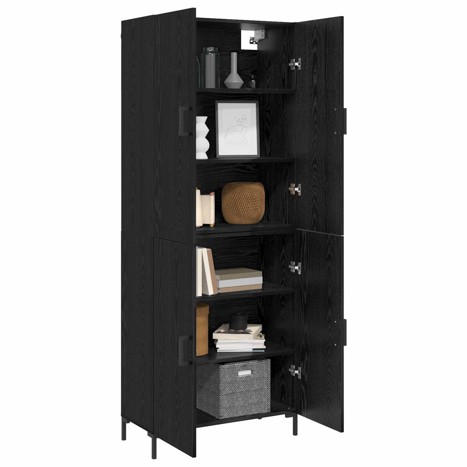 Highboard Betongrau 69,5x34x180 cm Holzwerkstoff