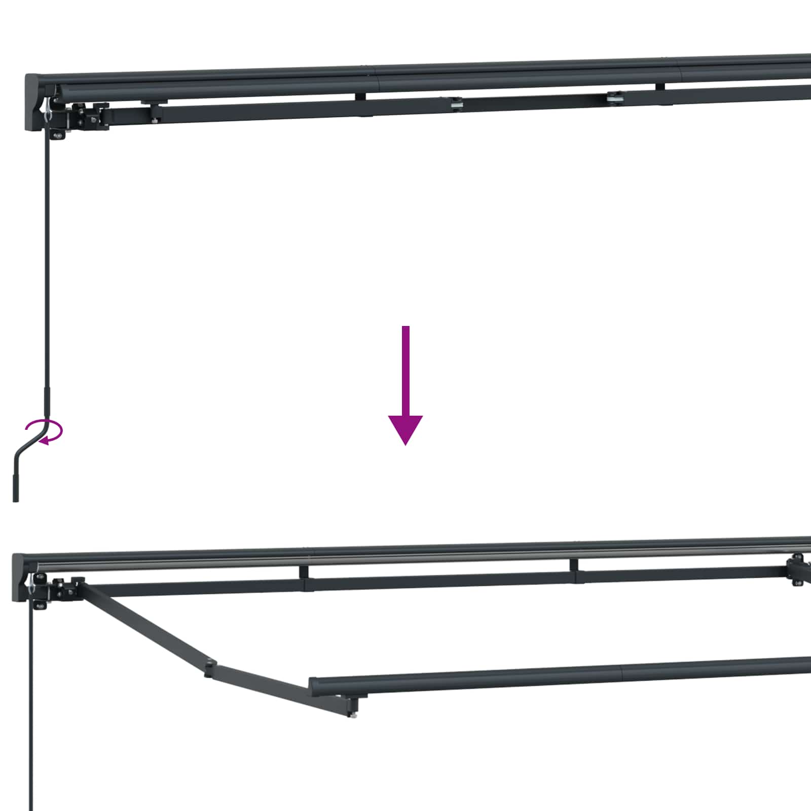 Markisenrahmen Verstellbar Weiß 2,5 x 2 m Stahl