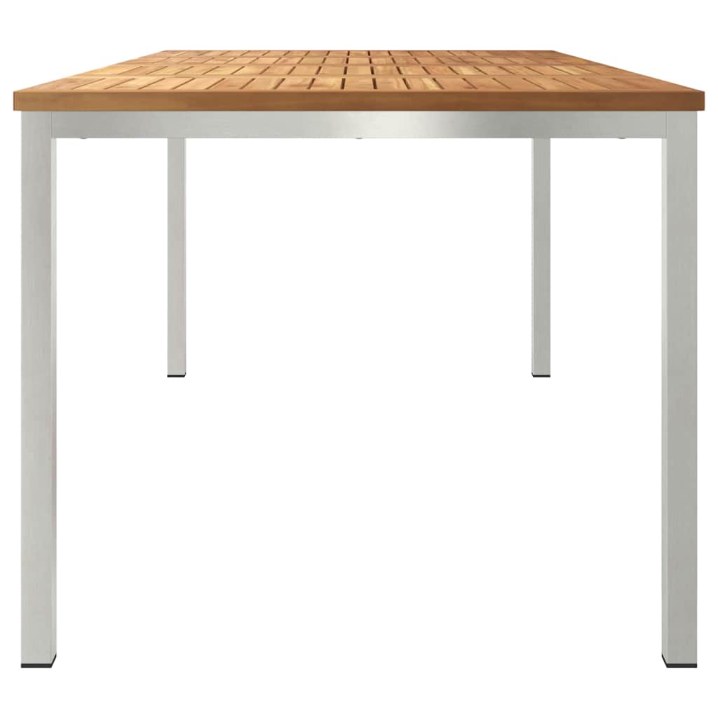 Esstisch 90x90x75 cm Massives Akazienholz und Edelstahl