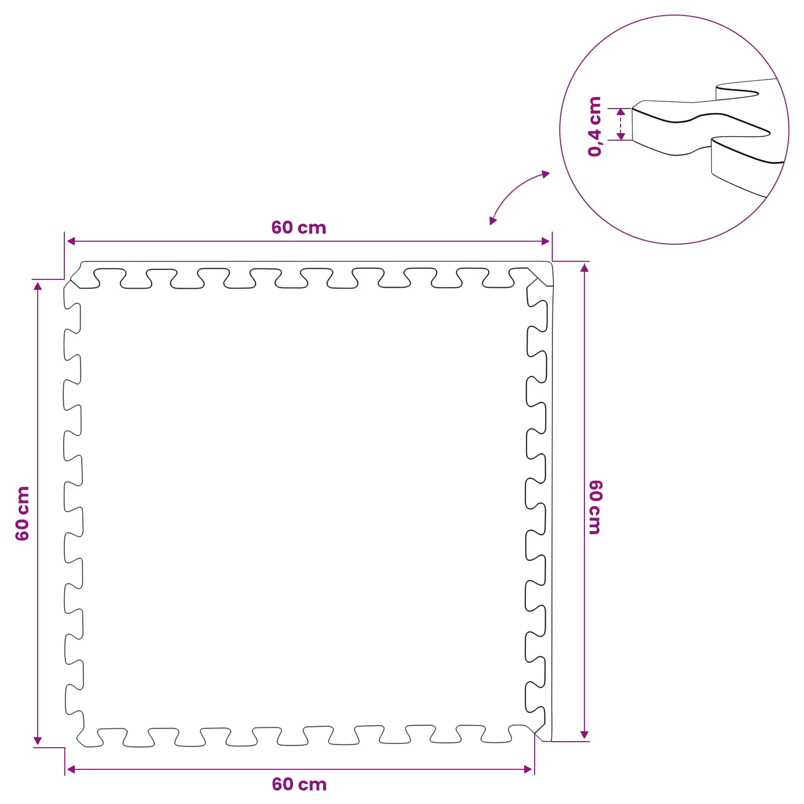 Pool Bodenteppich 6 pcs Schwarz 2,16 ㎡ EVA-Schaum