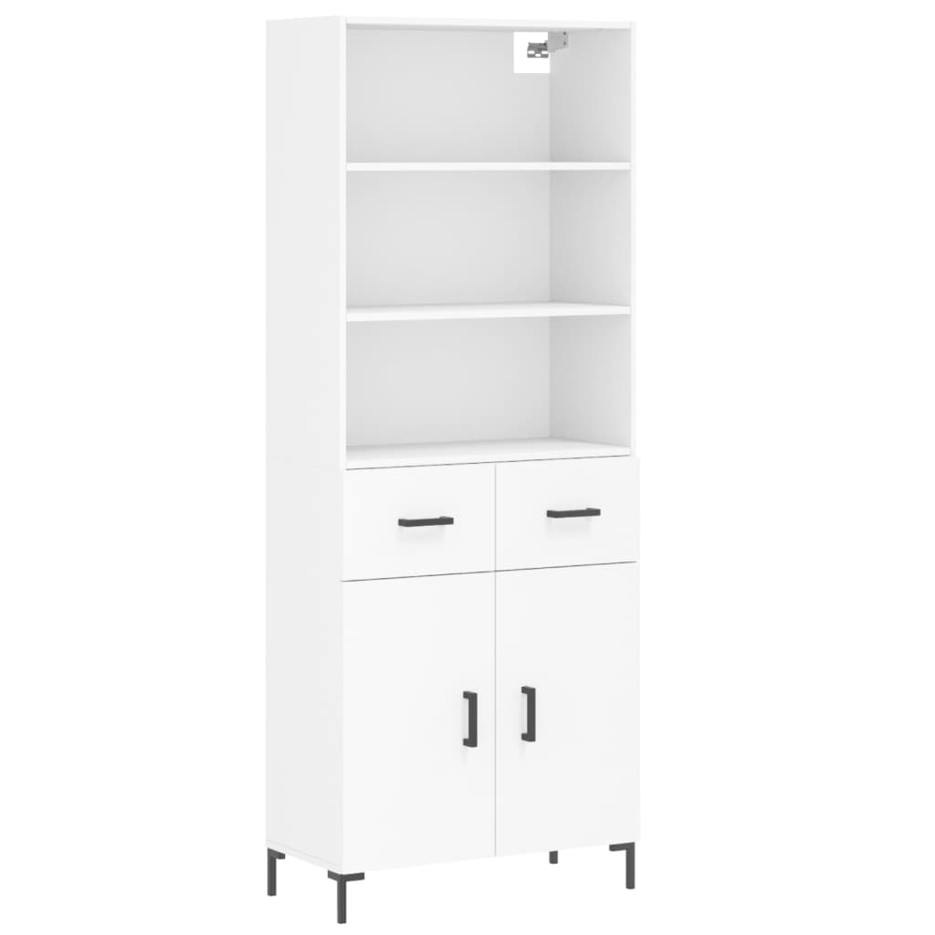 Highboard Hochglanz-Weiß 69,5x34x180 cm Holzwerkstoff