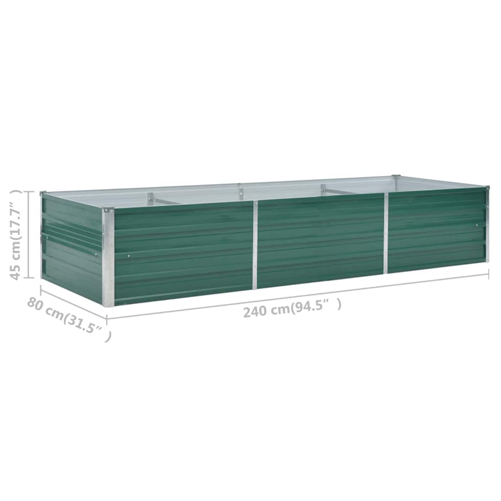 Garten-Hochbeet Verzinkter Stahl 240x80x77 cm Grün