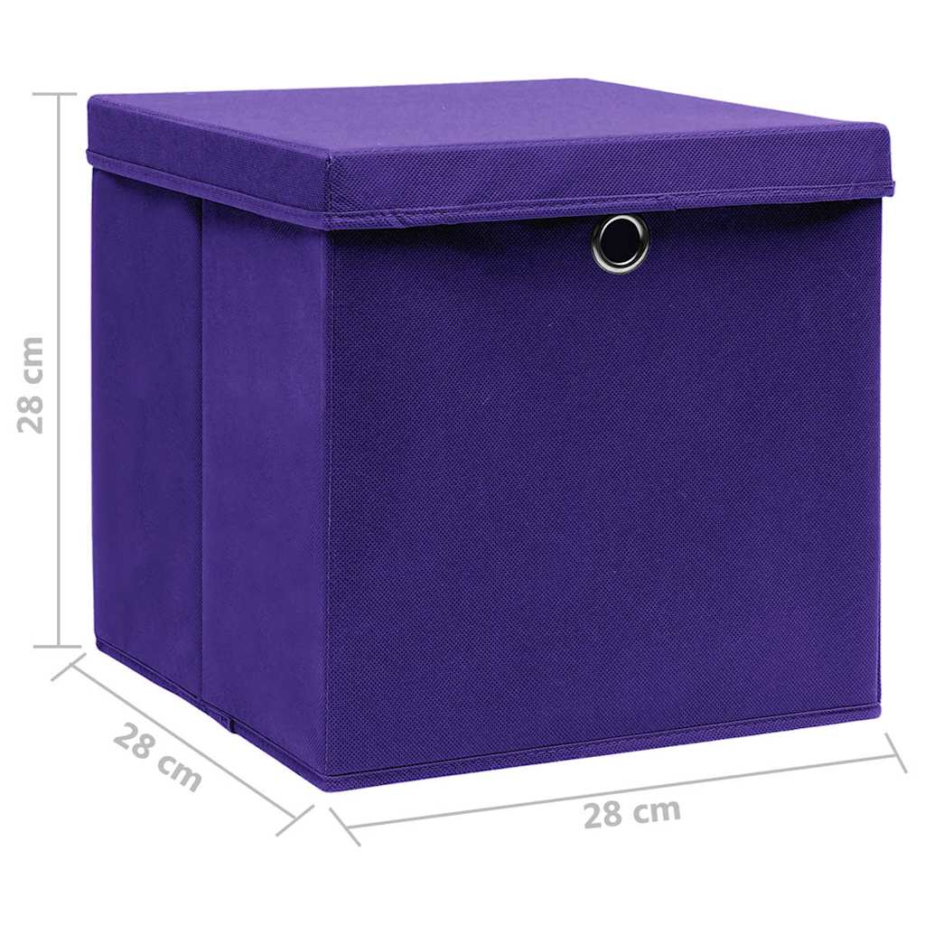 Aufbewahrungsboxen mit Deckeln 10 Stk. 28x28x28 cm Schwarz