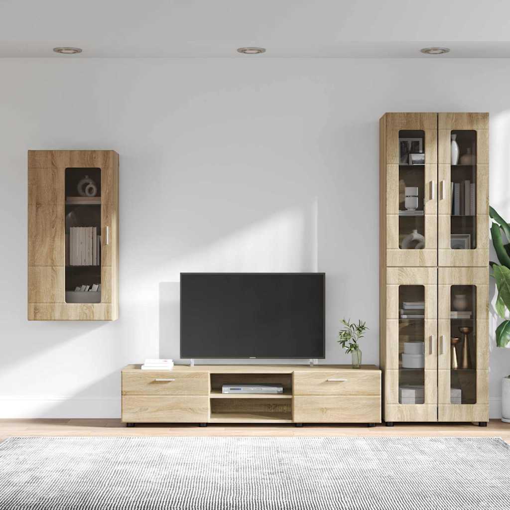 Highboard mit Regal FLORIN Weiß 60 x 35 x 182 cm Holzwerkstoff