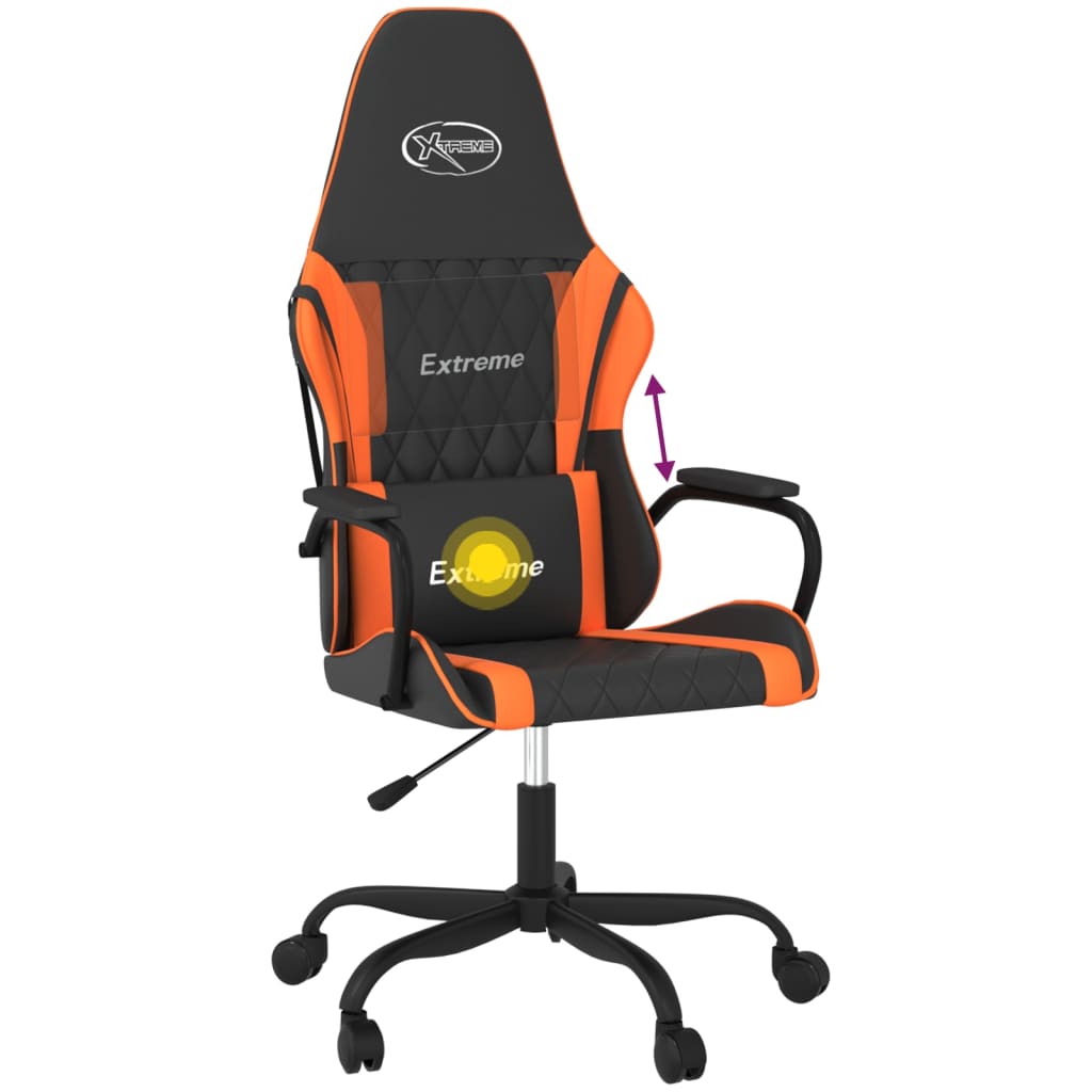 Gaming-Stuhl mit Massagefunktion Schwarz und Blau Kunstleder