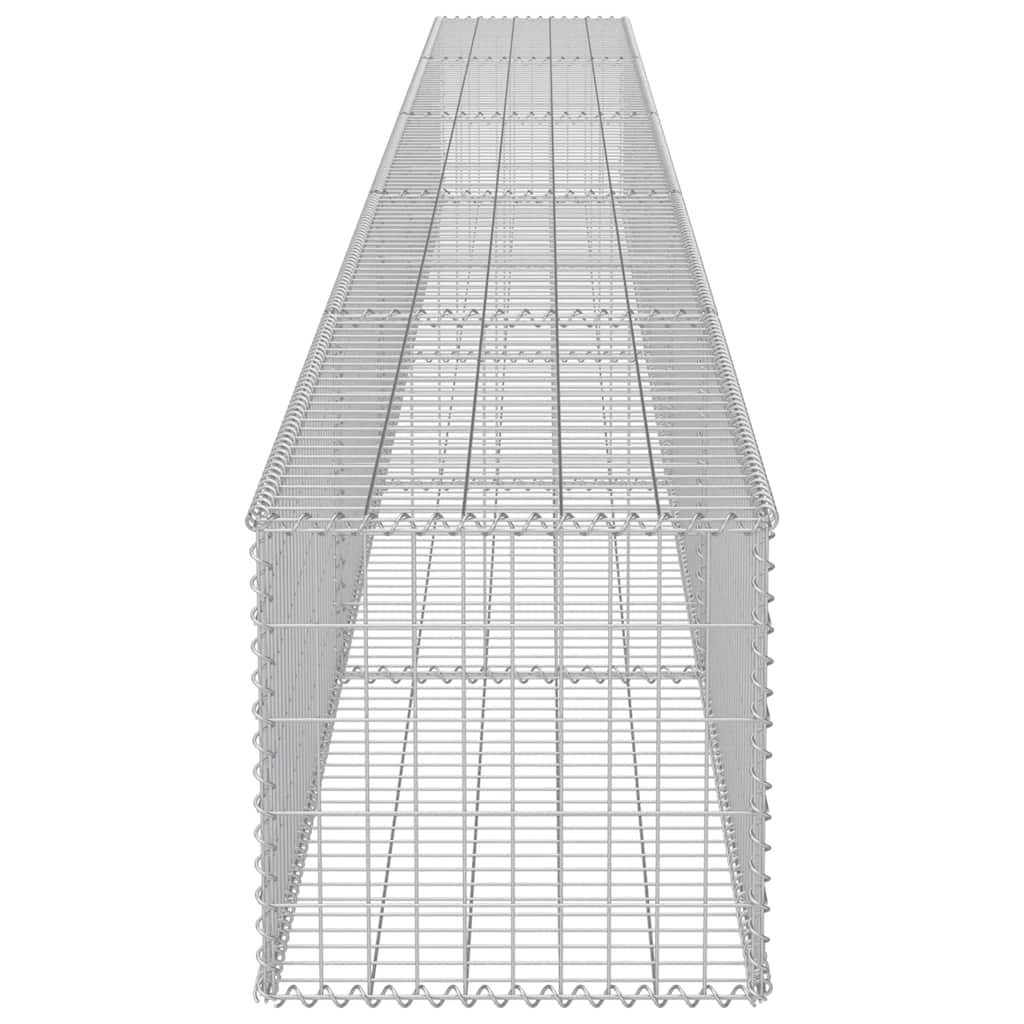 Gabionenwand mit Abdeckung Verzinkter Stahl 20×20×100 cm
