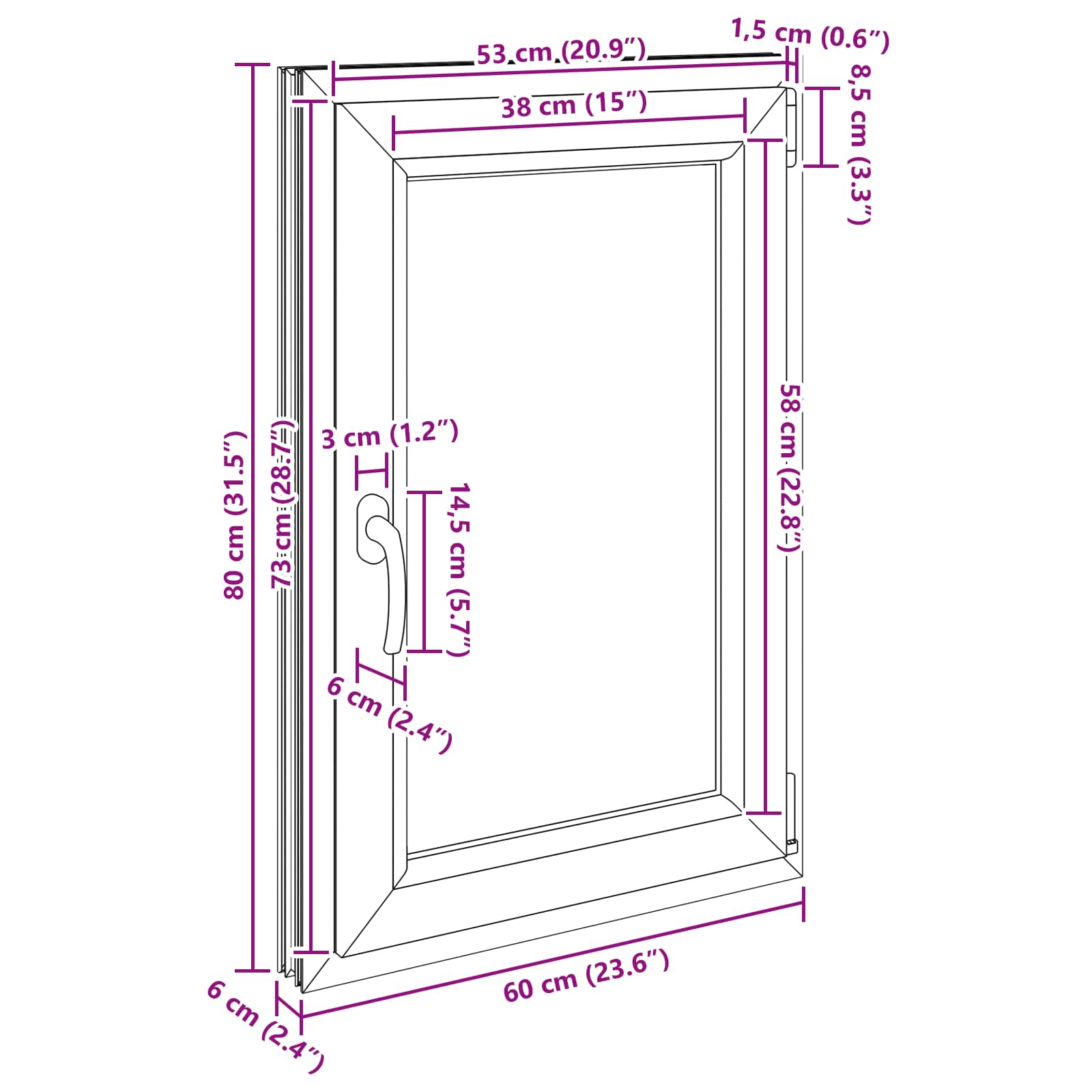 Kellerfenster RISOR 50 x 50 cm PVC und Glas Weiß
