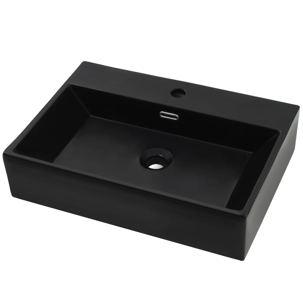 Waschbecken mit Hahnloch Keramik Schwarz 51,5 x 38,5 x 15 cm