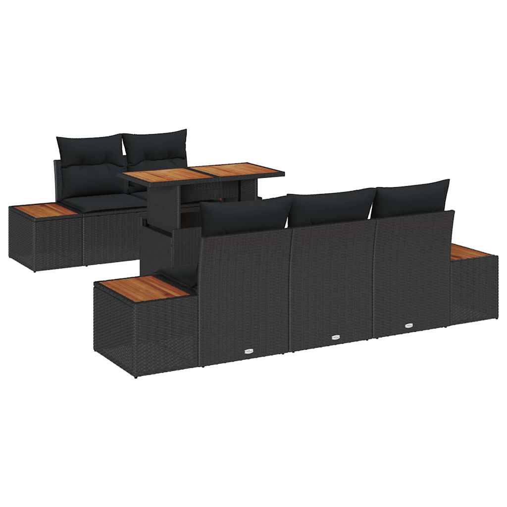 Garten Essgruppe mit Kissen 6 pcs Schwarz und Beige