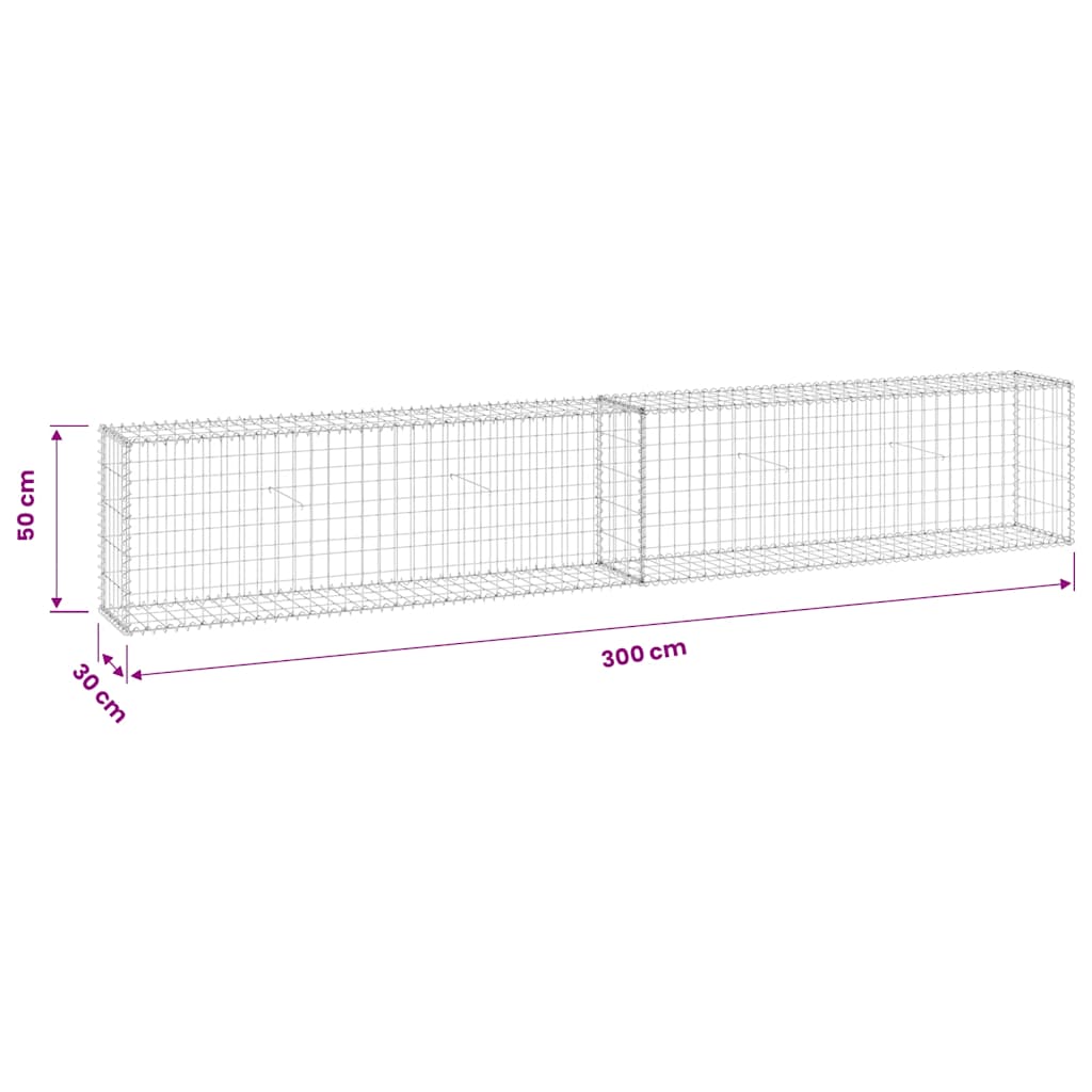 Gabionenwand mit Abdeckung Verzinkter Stahl 60x30x100 cm