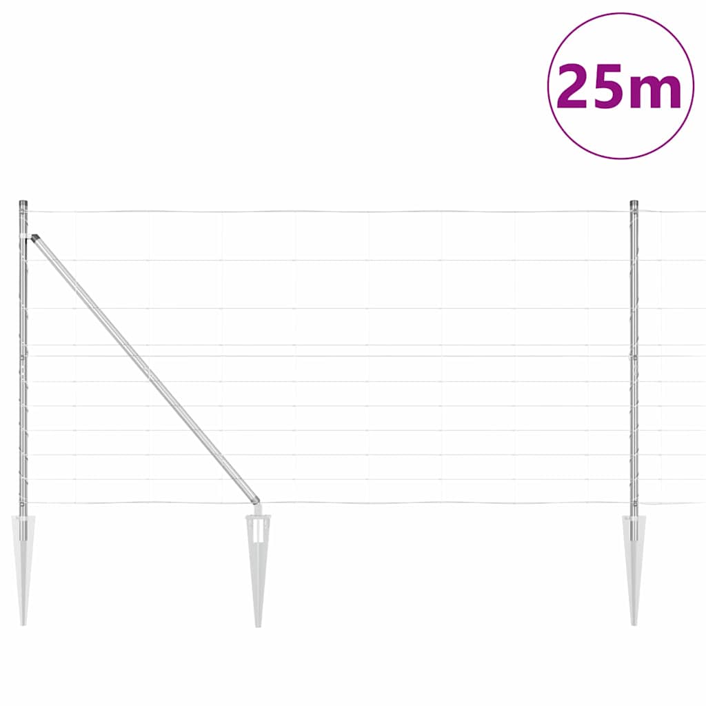 Ground Fix Geschweißter Drahtzaun 25 x 0,8 m Silber Netz