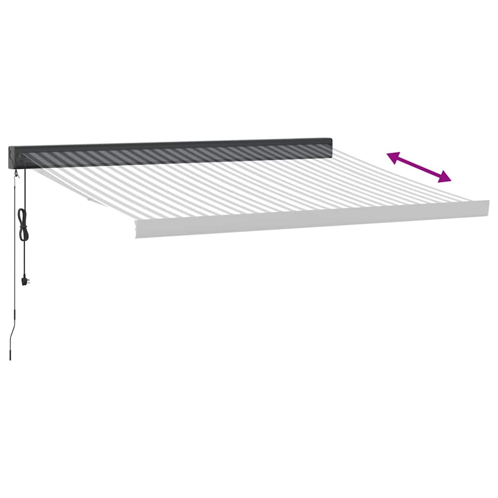 Markise Einziehbar Blau und Weiß 4x3 m Stoff und Aluminium