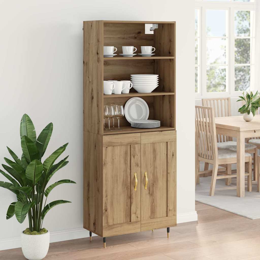 Highboard Betongrau 69,5x34x180 cm Holzwerkstoff