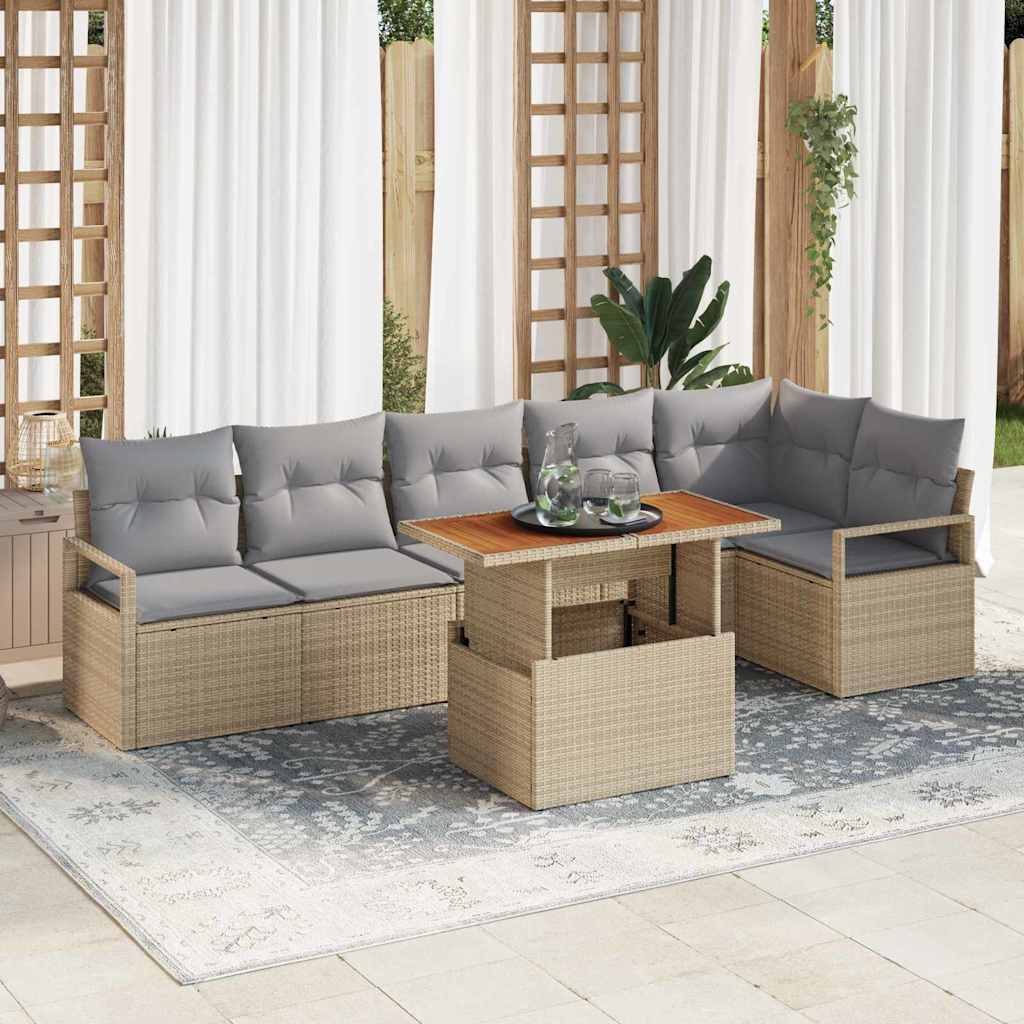 Garten Essgruppe mit Kissen 7 pcs Schwarz und Creme