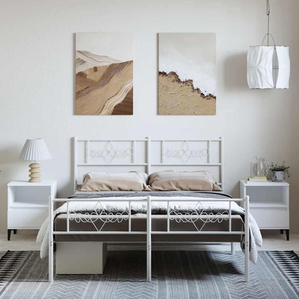 Bettgestell mit Kopfteil Metall Schwarz 100x190 cm