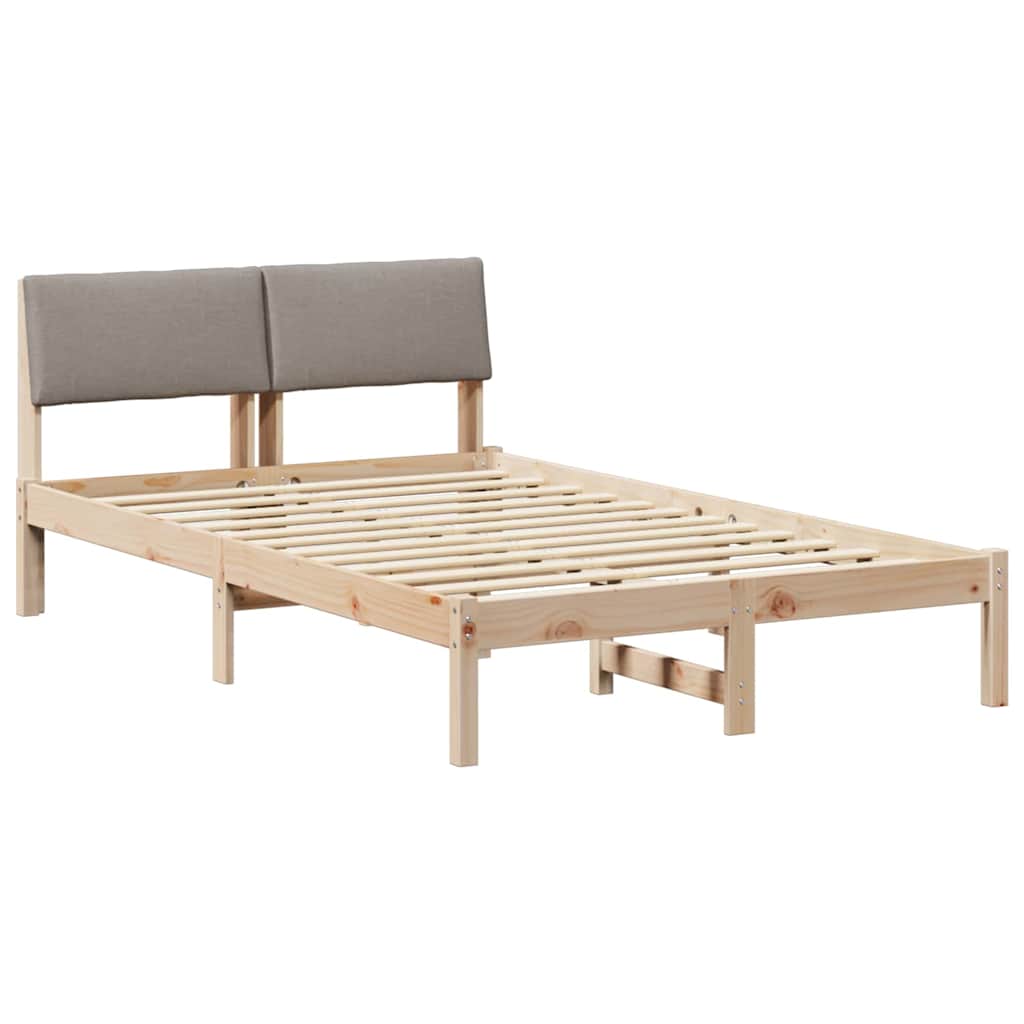 Bettgestell Braun und hellgrau 200 x 200 cm Massivholz Kiefer