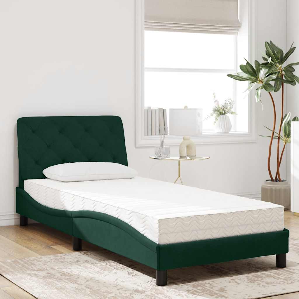 Bett mit Matratze Hellgrau 80x200 cm Samt