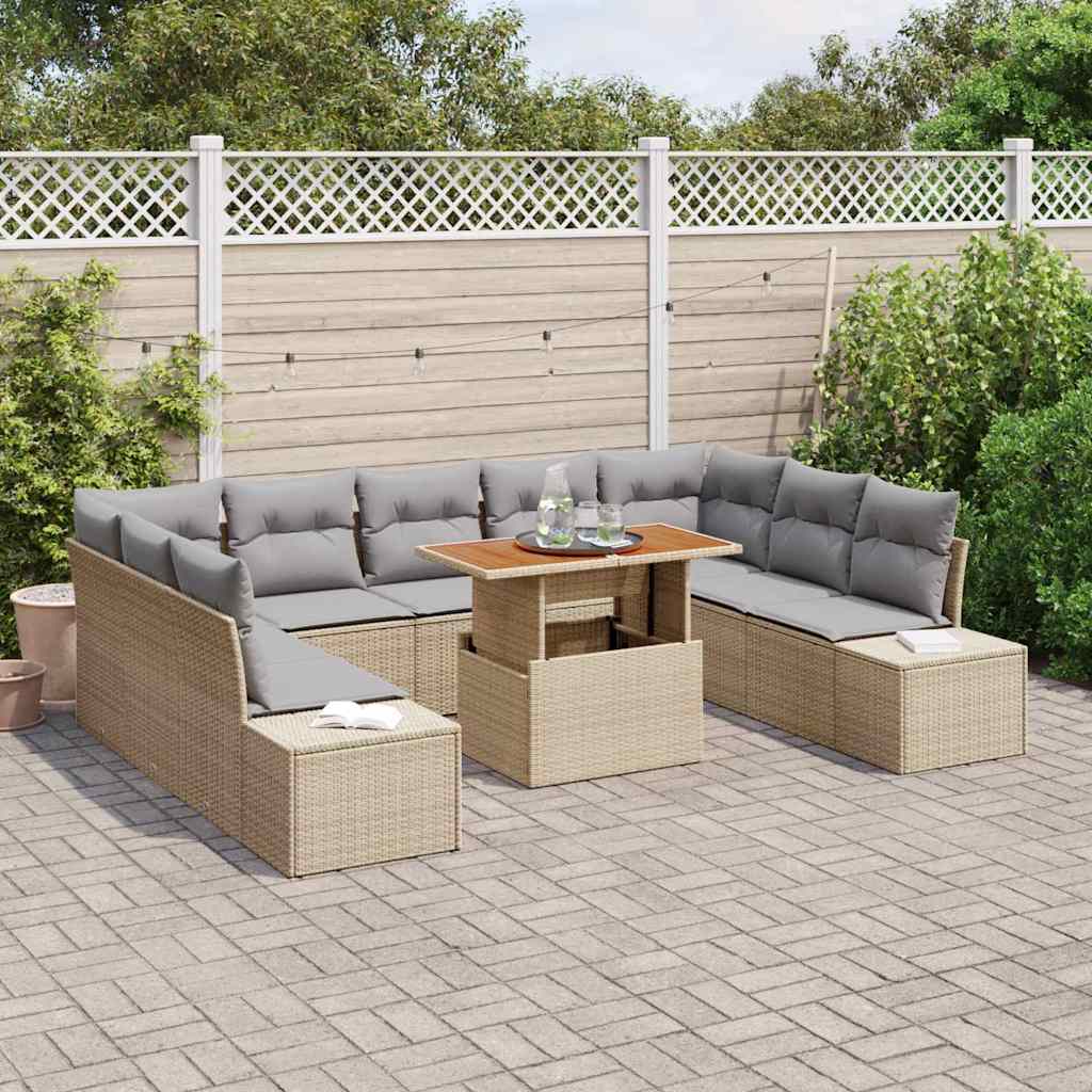 Garten Essgruppe mit Kissen 10 pcs Schwarz und Creme