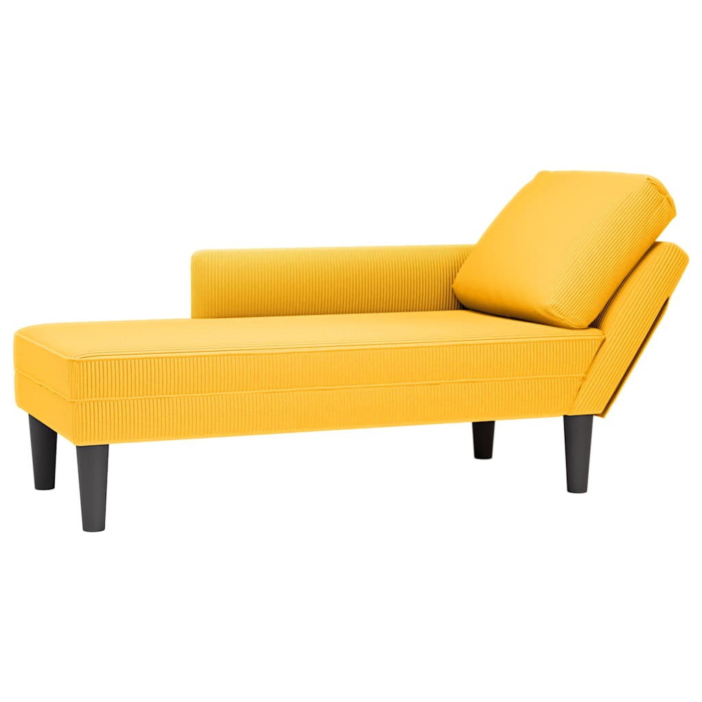 Chaiselongue mit Kissen Hellgrau Cordstoff