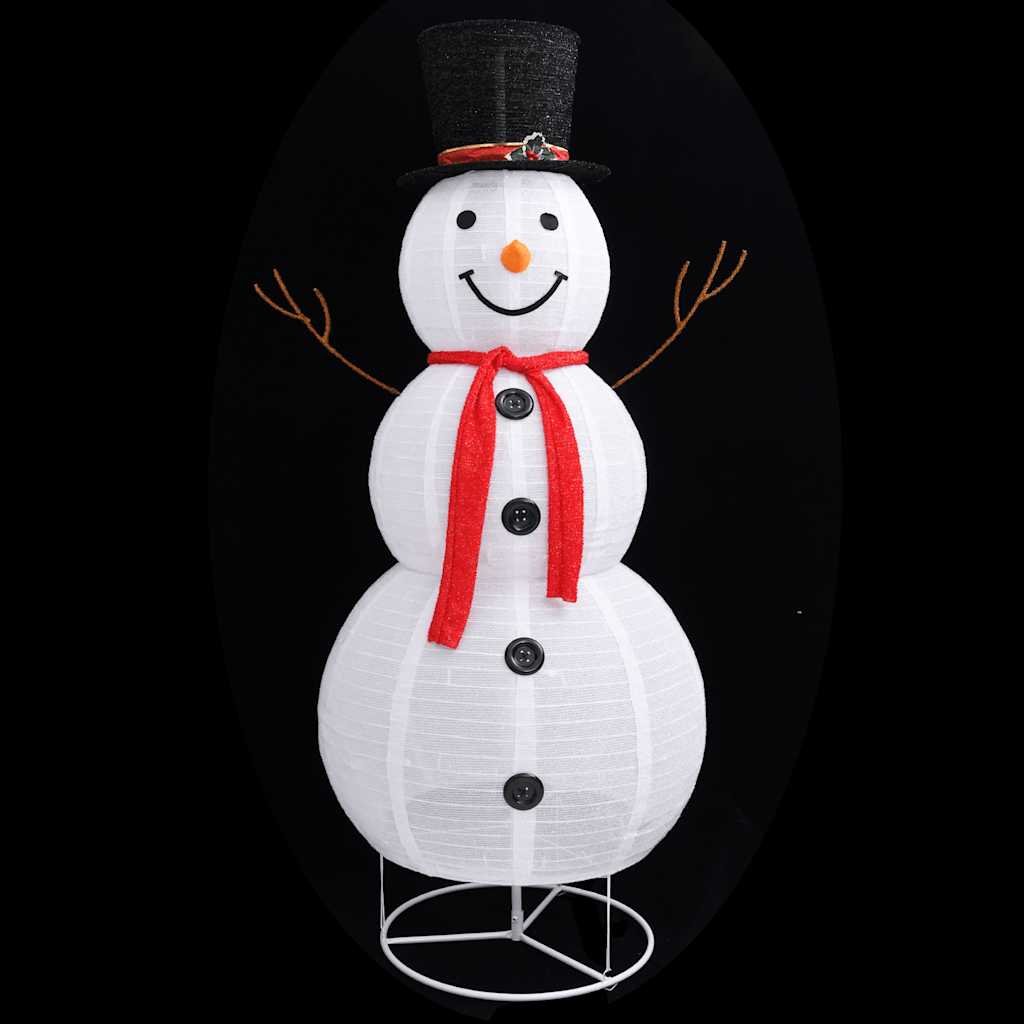 LED-Schneemann Weihnachtsfigur Luxus-Stoff 60 cm