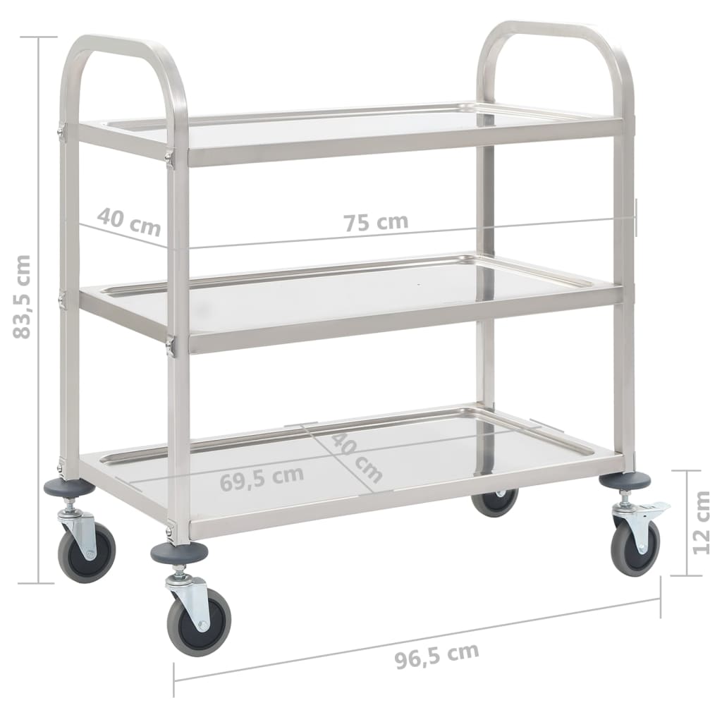 2-Stufiger Servierwagen 96,5 x 55 x 90 cm Edelstahl