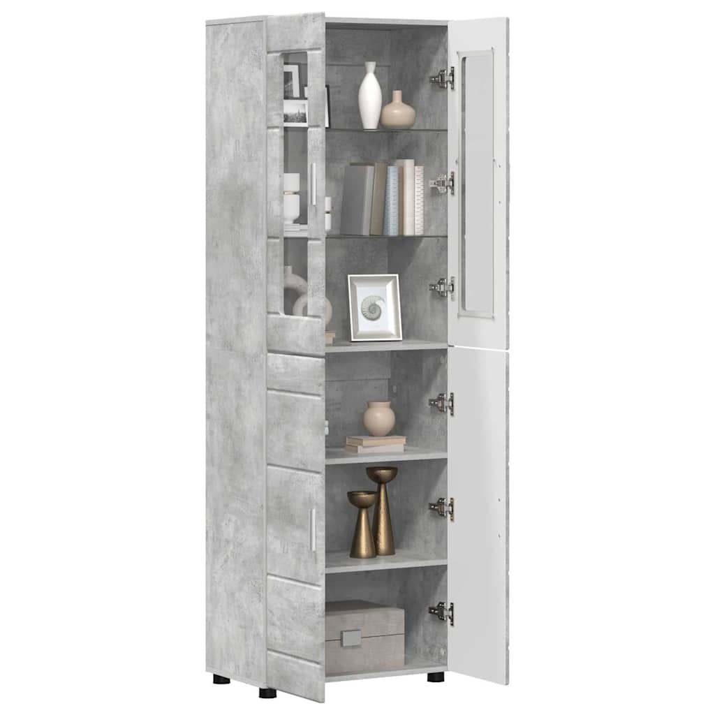 Highboard mit Regal FLORIN Weiß 60 x 35 x 182 cm Holzwerkstoff