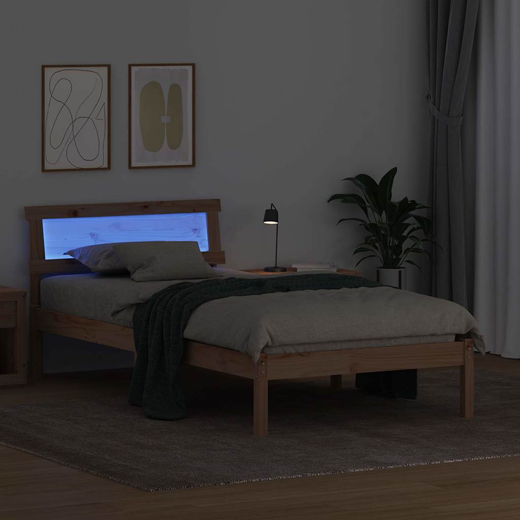 Bettgestell mit Kopfteil Braun 200 x 200 cm Massivholz Kiefer