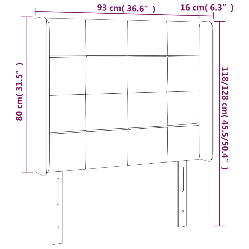 Kopfteil mit Ohren Dunkelblau 93x16x78/88 cm Samt