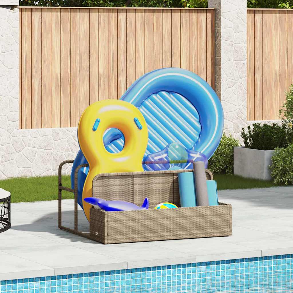 Pool Aufbewahrungsbehälter Schwarz 110x100x57 cm Poly Rattan