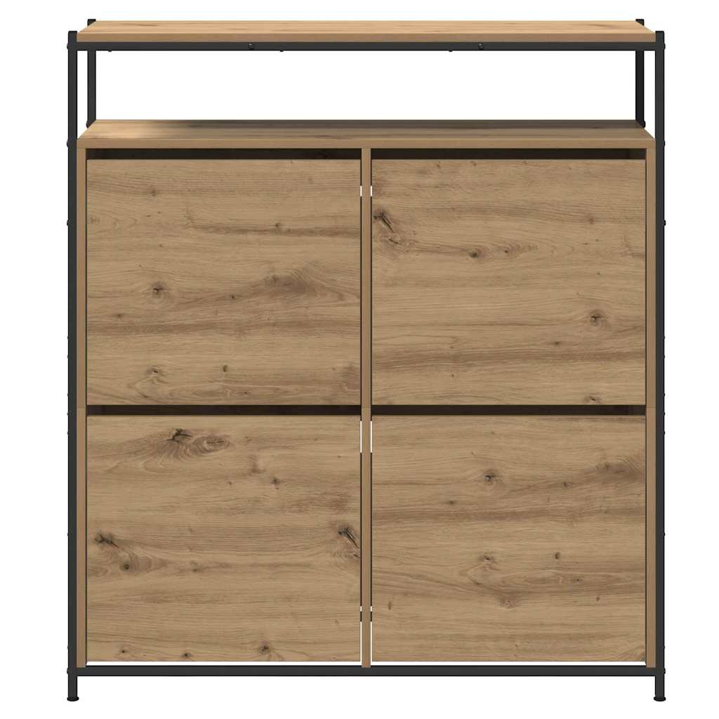 Schuhschrank mit 4 Klappen Sonoma-Eiche 100x34x112 cm