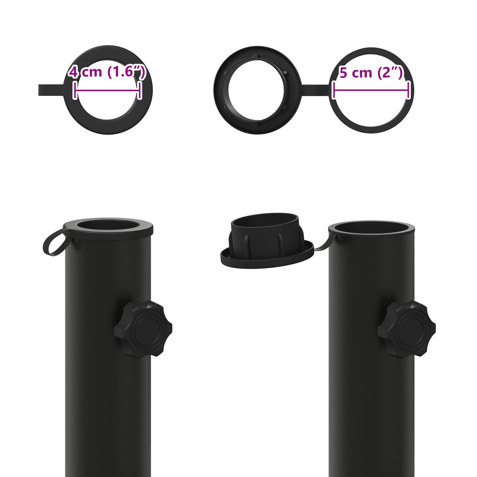 Parasol Fußrohr 0.63 kg Natürlicher Edelstahl Edelstahl