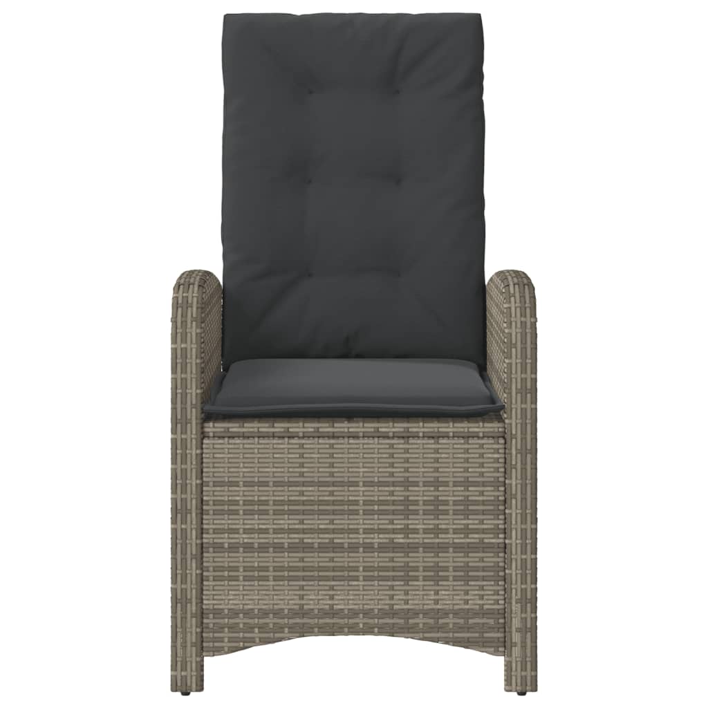 Gartensessel Verstellbar mit Kissen Schwarz Poly Rattan