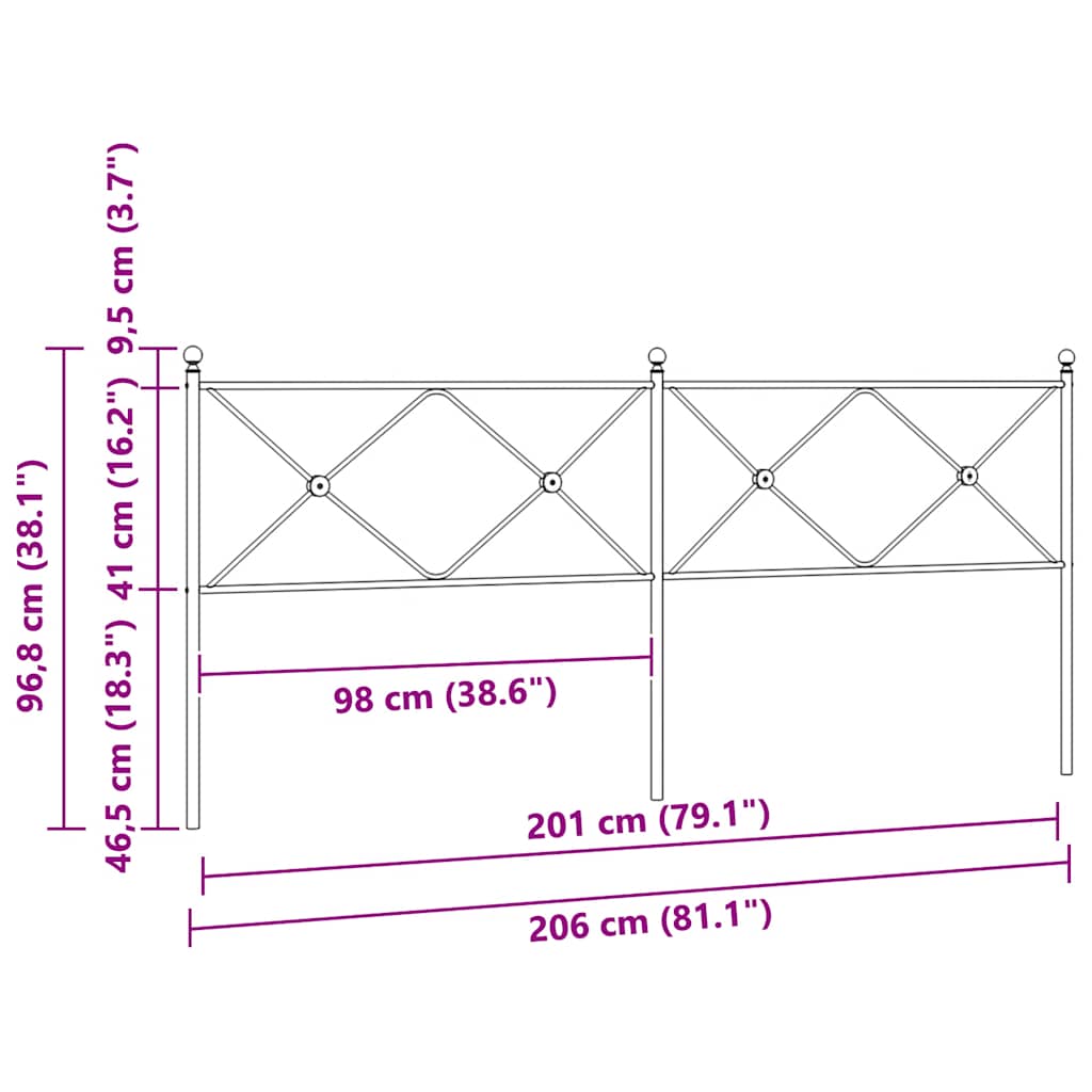 Ersatz-Kopfteil Metall Schwarz 75 cm