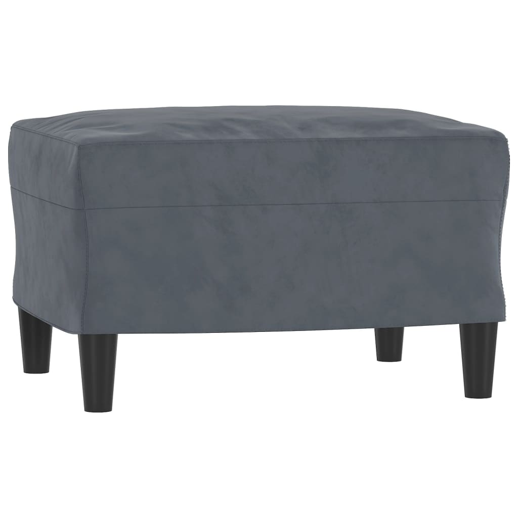3-Sitzer-Sofa mit Hocker Hellgrau 180 cm Samt