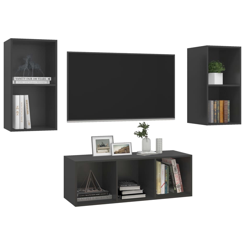 3-tlg. TV-Schrank-Set Weiß Holzwerkstoff