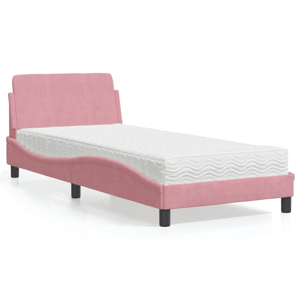 Bett mit Matratze "Dover" Hellgrau 80x200 cm Samt