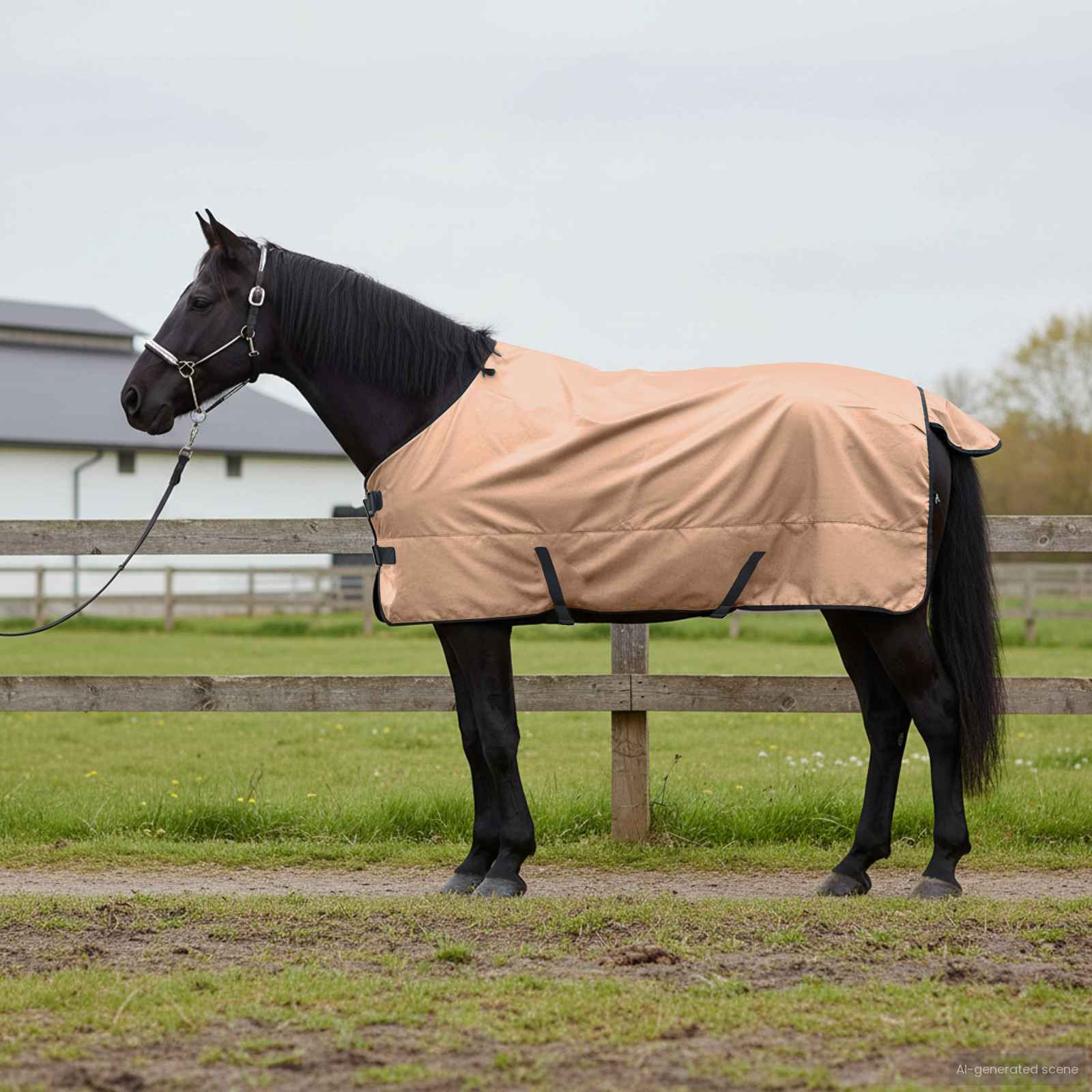 Pferdedecke Dunkelgrün und Schwarz 75 cm Polyester