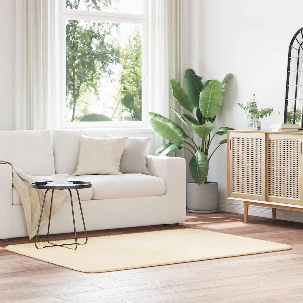 Teppich Shaggy Hochflor NAVARRA Beige 60x100 cm Polyester