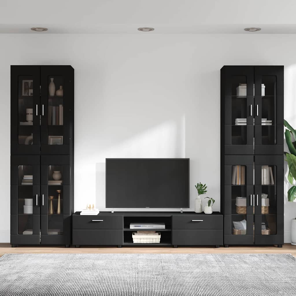 Highboard mit Regal FLORIN Weiß 60 x 35 x 182 cm Holzwerkstoff